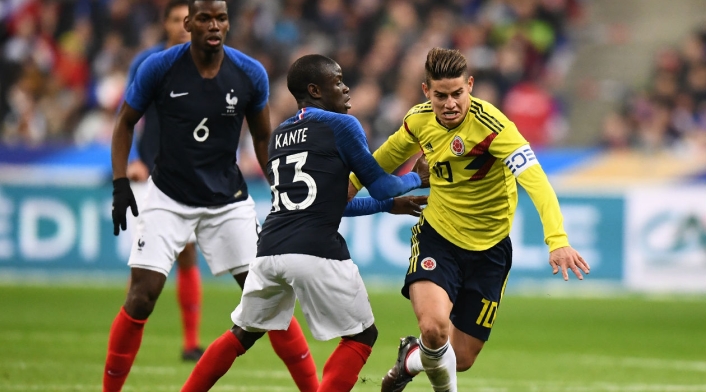 James Rodríguez, en el juego amistoso entre Francia y Colombia en el 2018