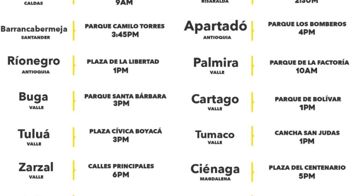 Estas son las ciudades y horarios donde se realizará la manifestación