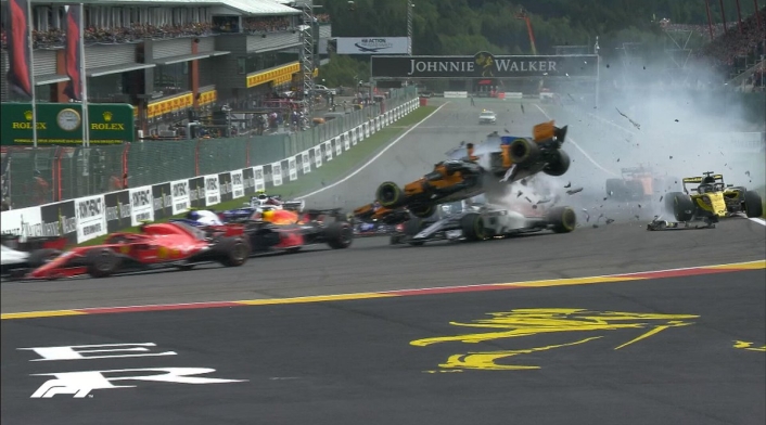 Escena del accidente en el Gran Premio de Bélgica