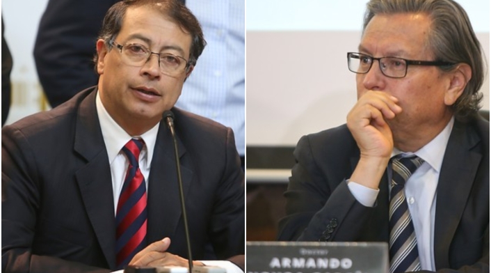 El senador Gustavo Petro y Armando Novoa, magistrado del CNE