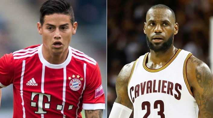 James Rodríguez y LeBron James, jugadores del Bayern Munich y los Lakers, respectivamente