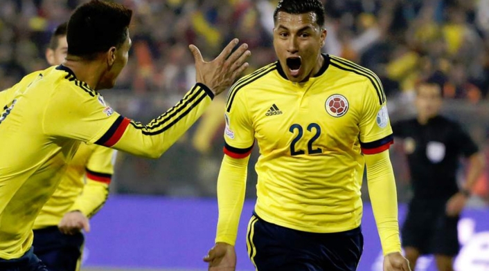Jeison Murillo celebrando un gol con la Selección Colombia