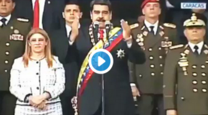 Nicolás Maduro, presidente de Venezuela, cuando sonó la explosión