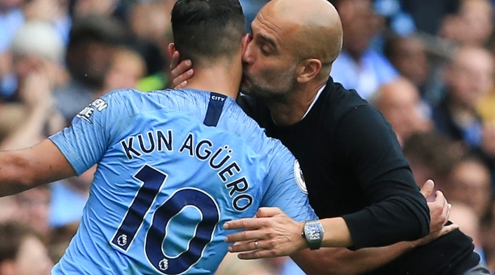 Sergio Agüero y Pep Guardiola