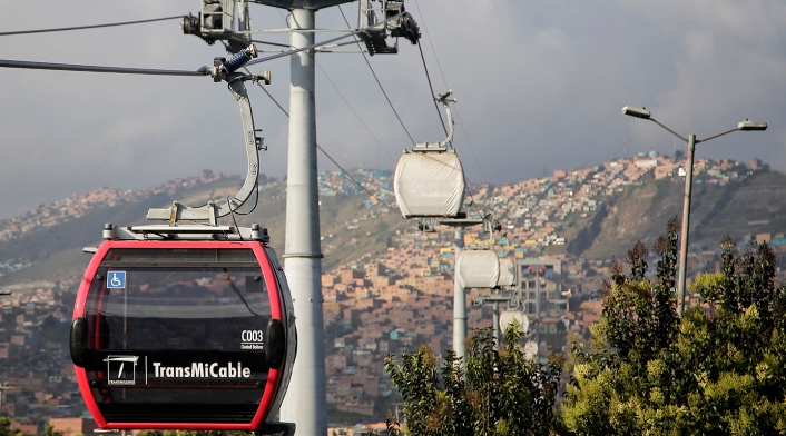 El Transmicable ubicado en la localidad de Ciudad Bolívar, en Bogotá