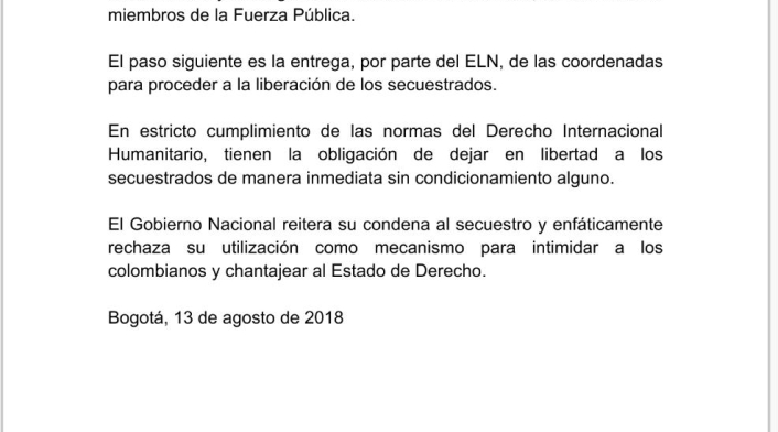 Comunicado del Ministerio de Defensa Comunicado del Ministerio de Defensa