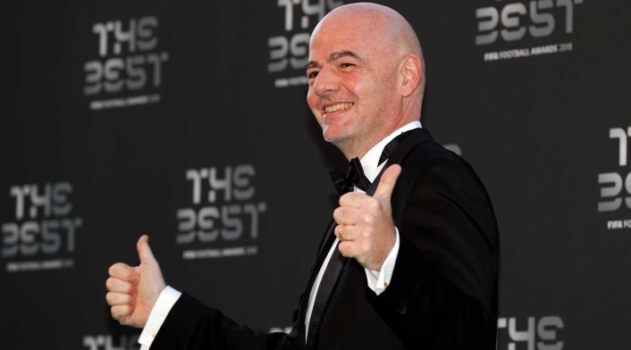 Gianni Infantino, presidente de la FIFA, antes de iniciar la gala de los premios The Best