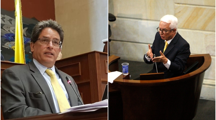 Alberto Carrasquilla y Jorge Robledo, ministro de Hacienda y senador, respectivamente