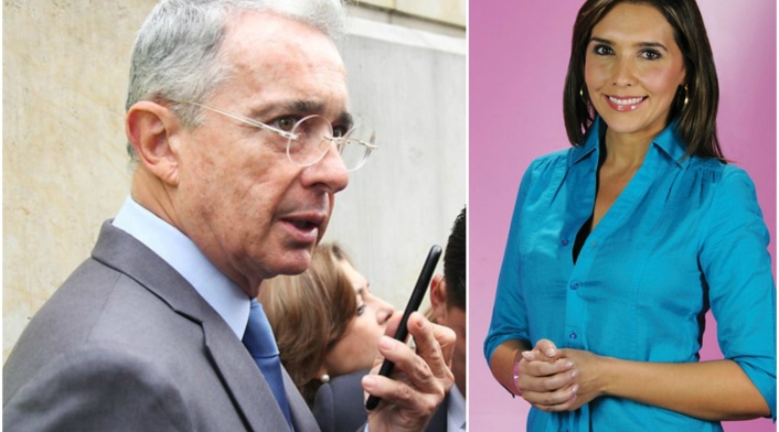 El senador Álvaro Uribe y la presentadora Mónica Rodríguez