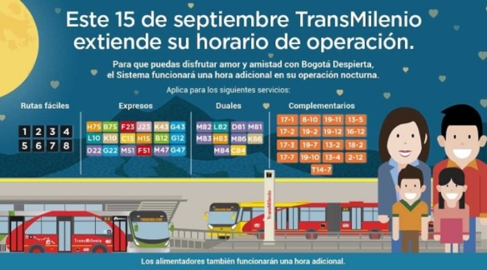 Cambio de horario de Transmilenio Bogotá Despierta