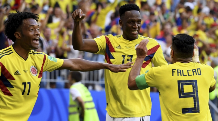 Selección Colombia, jugadores celebrando