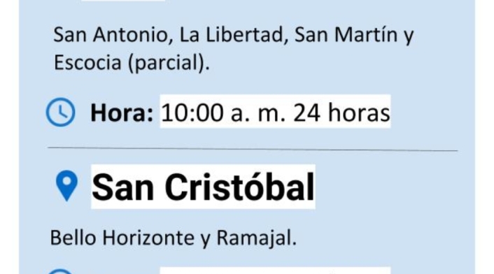 Cortes de agua miércoles 5 de septiembre