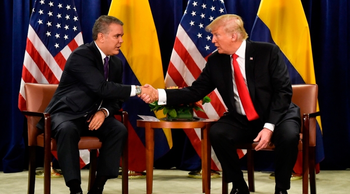 Iván Duque y Donald Trump, presidentes de Colombia y Estados Unidos, respectivamente, en la ciudad de Nueva York
