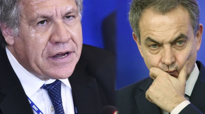 El secretario general de la OEA, Luis Almagro, y el expresidente del gobierno español José Luis Rodríguez Zapatero