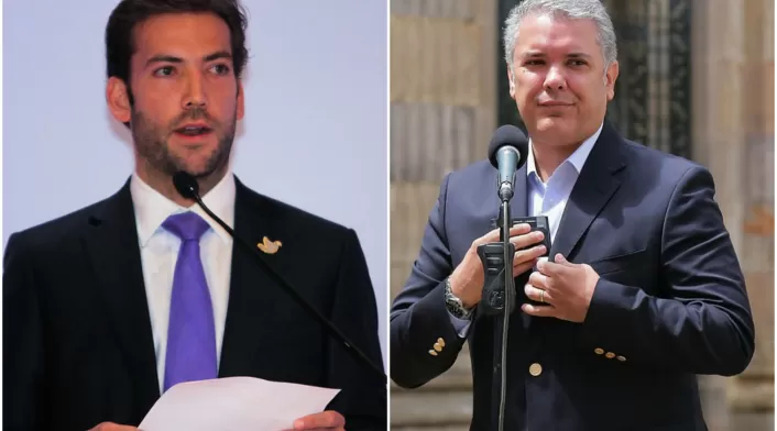 Martín Santos, hijo del expresidente Santos, e Iván Duque, presidente de la República