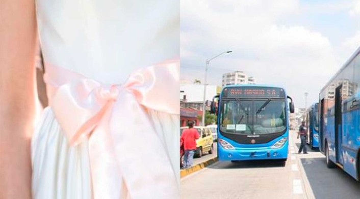 La funcionaria pública llega a su matrimonio en un bus del Mío La funcionaria pública llega a su matrimonio en un bus del Mío