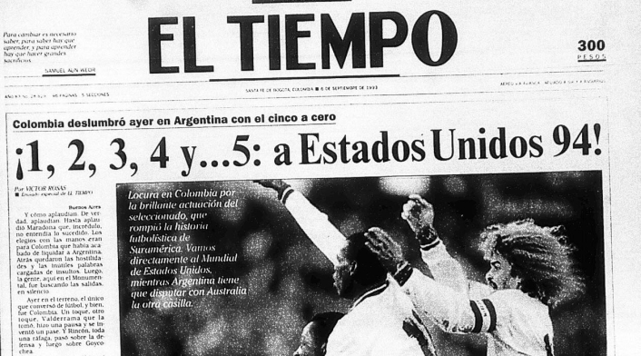 Portada del diario El Tiempo el 6 de septiembre de 1993