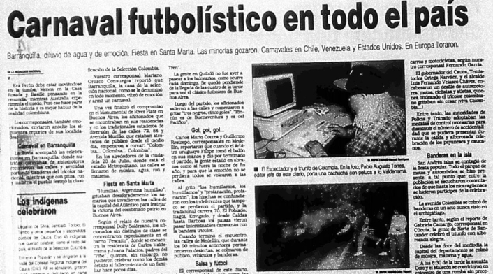 El diario El Espectador y las reacciones por el triunfo de Colombia ante Argentina 5-0