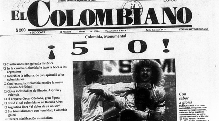 Portada del diario El Colombiano el 6 de septiembre de 1993
