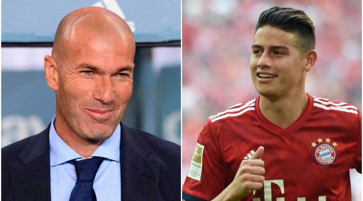 Zinedine Zidane, técnico francés y James Rodríguez, futbolista colombiano