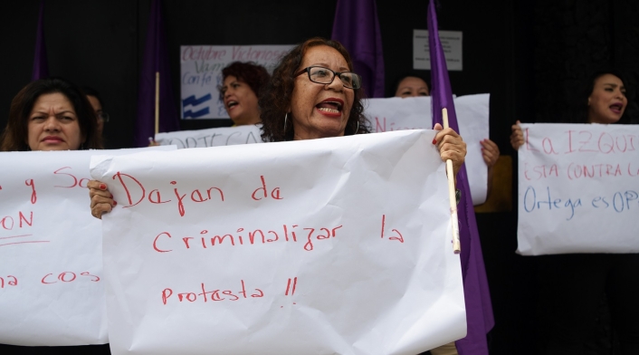 Mujeres protestan en contra del gobierno Nicaragüense