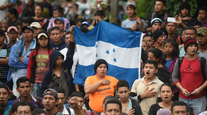 Migrantes hondureños.