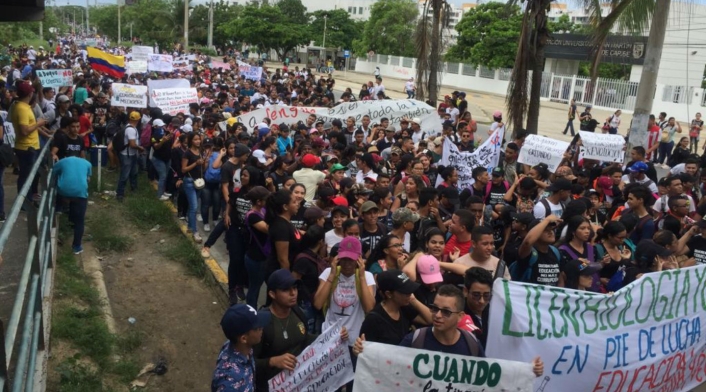 Marcha de estudiantes en Barranquilla