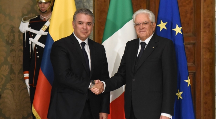Presidente Iván Duque con el mandatrio de Italia Sergio Mattarella