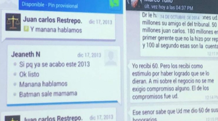 Chats de celular del magistrado Eduardo Castellanos Rosso