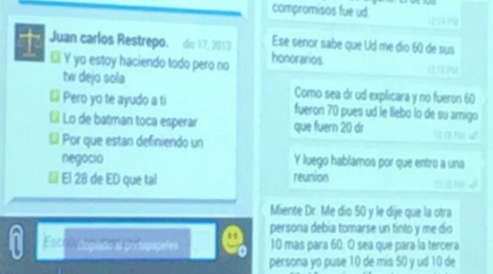 Chats de celular del magistrado Eduardo Castellanos Rosso