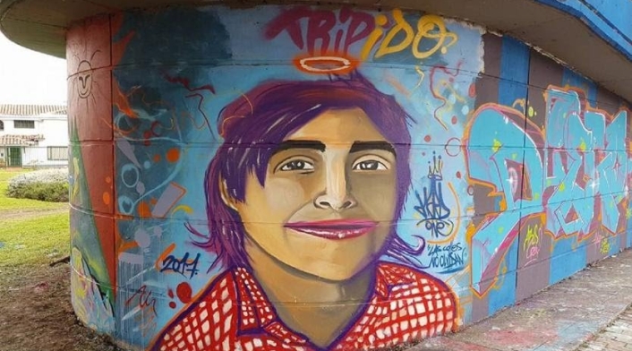 Mural pintado en honor a Tripido como era conocido Diego Felipe Becerra Lizarazo.