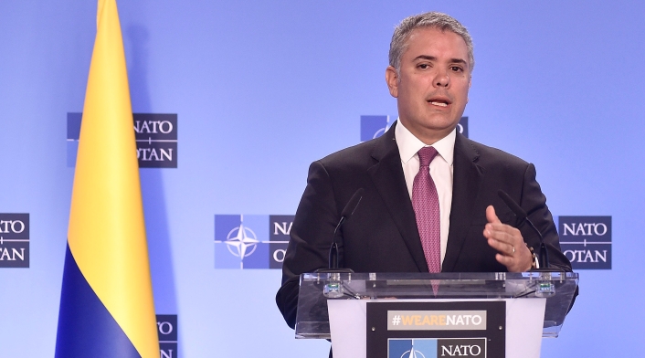 Presidente Iván Duque, durante su visita a la OTAN