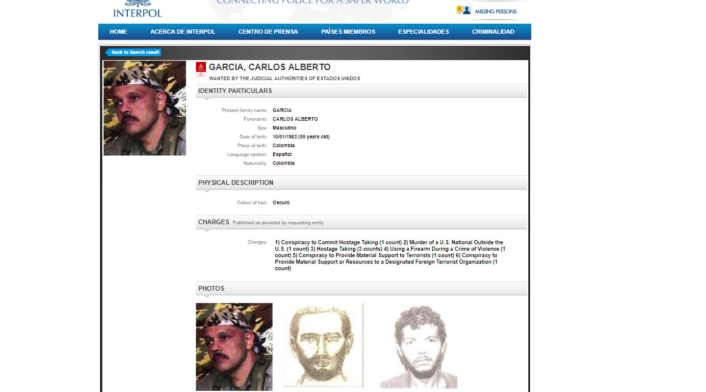 Así aparece alias 'El Paisa' en Interpol Así aparece alias 'El Paisa' en Interpol
