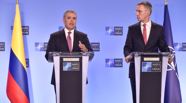 Presidente Iván Duque y el secretario general de la OTAN Jens Stoltenberg