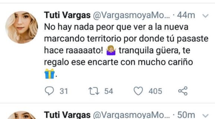 Mensajes de Tuti Vargas contra la nueva novia de Sebastián Yepes