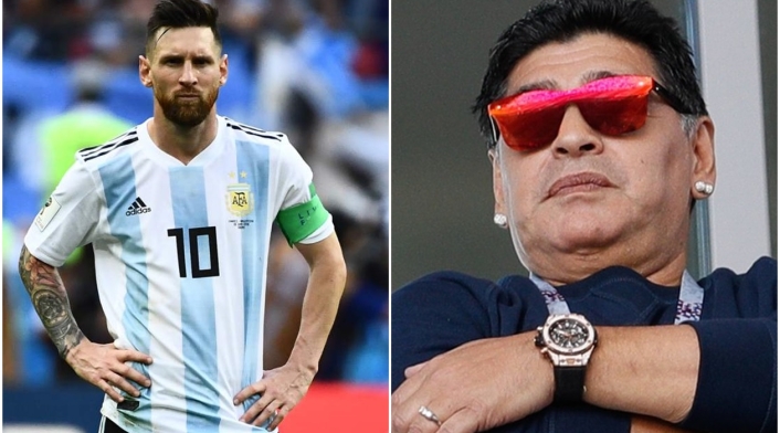 Lionel Messi y Diego Maradona en Rusia 2018