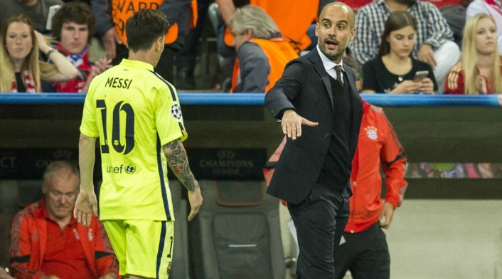 Lionel Messi y Pep Guardiola