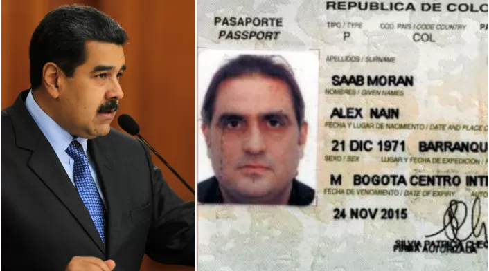 Nicolás Maduro, presidente de Venezuela, y el documento del colombiano Alex Saab
