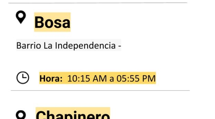 Plantilla de cortes de energía