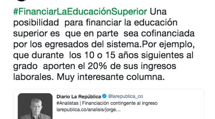 El trino de Paloma Valencia sobre cofinanciación de la educación pública