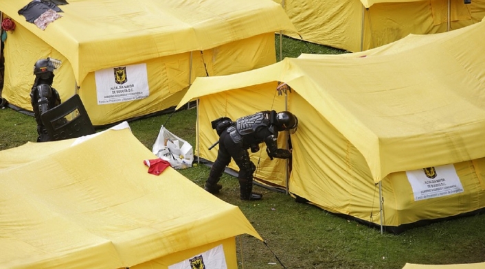 Campamento de venezolanos en Bogotá Requisas en campamento de venezolanos en Bogotá.