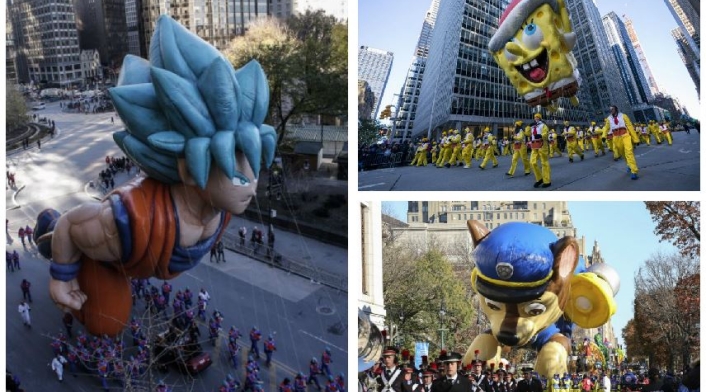 Desfile de globos gigantes en el Día de Acción de Gracias en EE.UU.