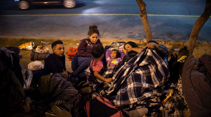 Caravana de migrantes en Tijuana
