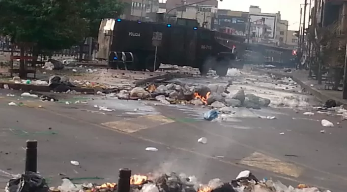 El centro de Bogotá en medio de los disturbios protagonizados por comerciantes