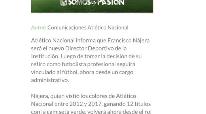 Comunicado oficial Atlético Nacional