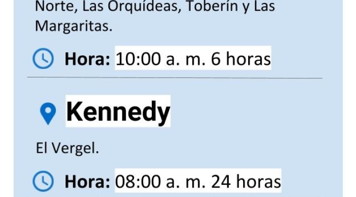 Cortes de agua miércoles 28 de noviembre