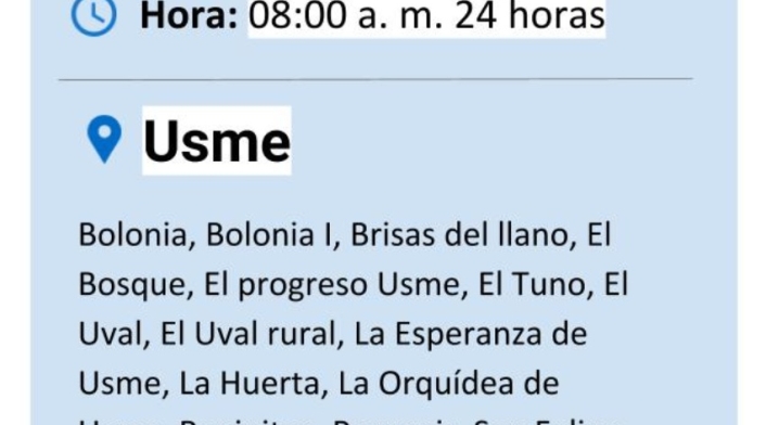 Cortes de agua viernes 9 de noviembre