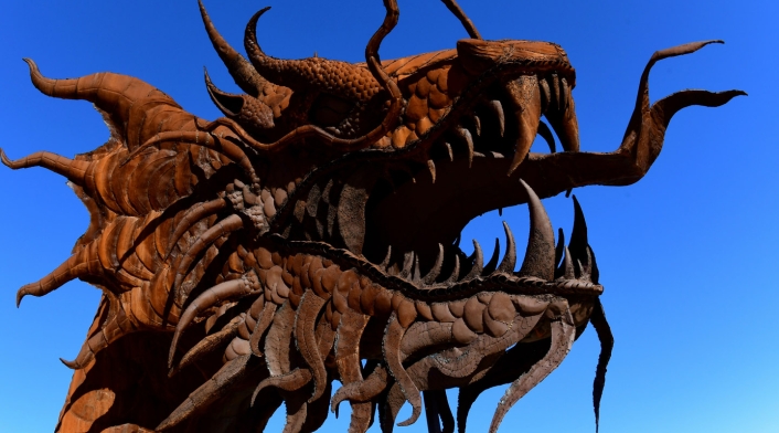 Escultura de un dragón en Borrego Springs, California (Estados Unidos)