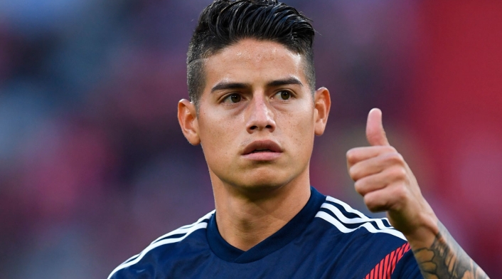 James Rodríguez, previo a uno de los partidos del Bayern Munich en la temporada