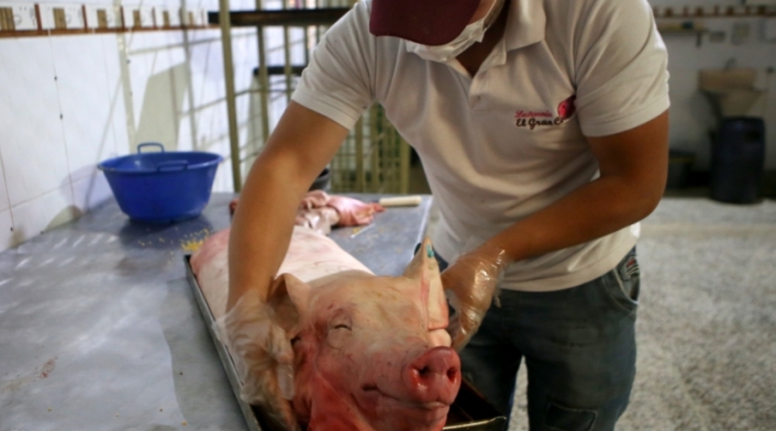 Preparación de Lechona